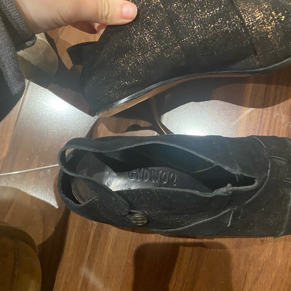 CYDWOQ Vintage / caution Leather Kitten heels bootie bronze metallic brown 39 9 - Picture 7 of 7